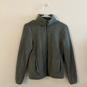 Slate green/gray fuzzy Uniqlo zip up